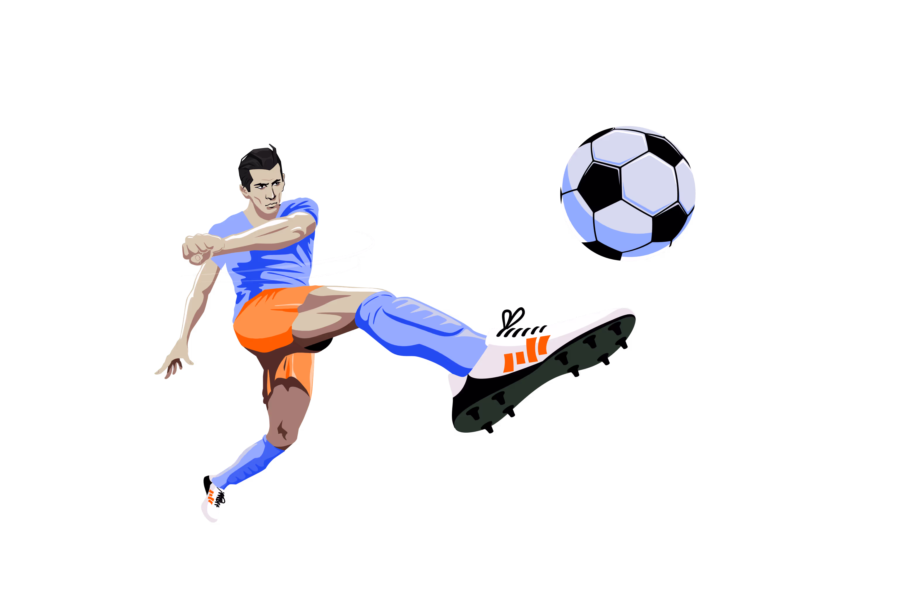ボールを蹴るサッカー選手のイラスト